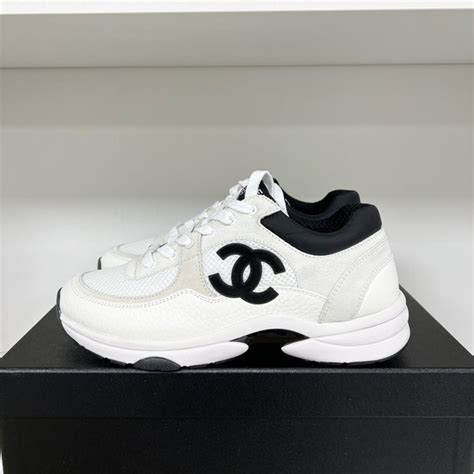 black and white chanel runners|Chanel trainers women black.